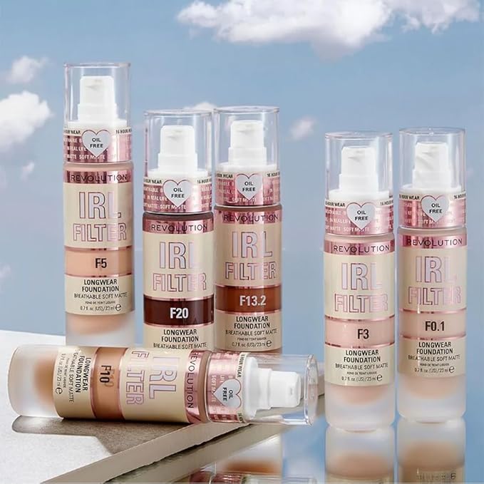 Revolution, IRL Filter Longwear Foundation, Soft & Breathable Formula, Medium to Full Coverage, Matte Finish, F12, 0.7 fl oz
