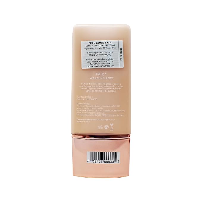 Profusion Cosmetics Lightweight Liquid Foundation for a Flawless and Elegant Radiance, Breathable Makeup for Improves Uneven Skin Tone, Cruelty-Free - Fair 1
