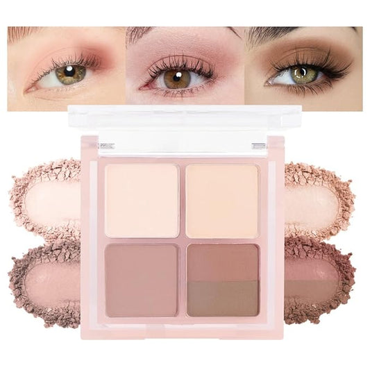 5 Colors Matte Eyeshadow Palette for Eye Makeup, Brown Eyeshadow Quads Velvety Pigmented Blendable Matte, Talc-Free