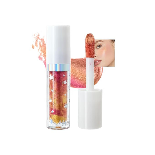 Marble Liquid Blush, Long-lasting Liquid Blush for Cheeks with High-pigment Color, Lightweight & Buildable Formula, Creates A Soft, Shimmery Finish (#02)