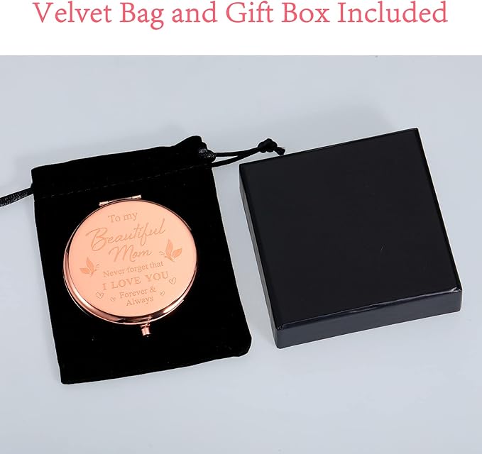 Lucullan Lepole for Mom Gifts from Daughter Rose Gold Compact Mirror Gifts for Mom Birthday Gifts for Mom from Son Mother of The Bride Gifts Mother in Law Stocking Stuffers for Women