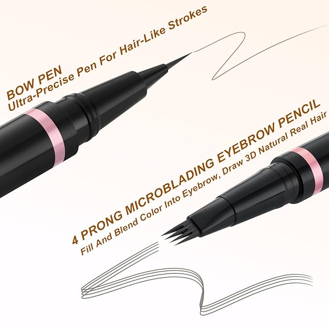 Eyebrow Pencil Makeup Kit, with Waterproof 2-IN-1 Microblading Eyebrow Pen, Eyebrow Pomade, Eyeliner and Dual-ended Eyebrow Brush, Brow Pencil Kit for Natural Eyebrows - Grey
