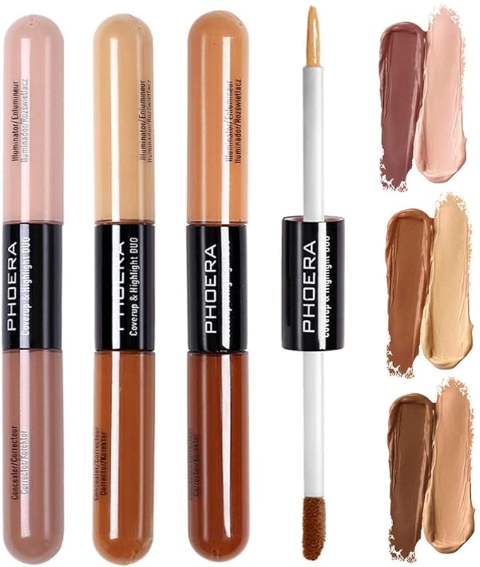 AQUAPURITY PHOERA® Sculpt & Highlight Concealer Contour Foundation Oil Control Face Contour Dual Face Shadow Repair Make Up (103 CARAMEL/VANILA)