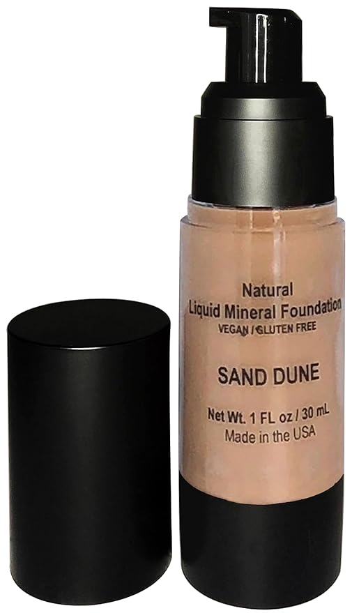 Mom's Secret 100% Natural Foundation, Organic, Vegan, Aloe Based, Natural Sun Protection, Gluten Free, Cruelty Free, Made in the USA, 1FL Oz. (Sand Dune - A Medium Olive)