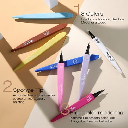 Orange Eyeliner,Quick-drying Eyeliner Set, Waterproof Colored Eyeliner Pen,Ultra-fine Precision Eye Liner,Pro Anti-smudge Colorful Eyeliner Pencil