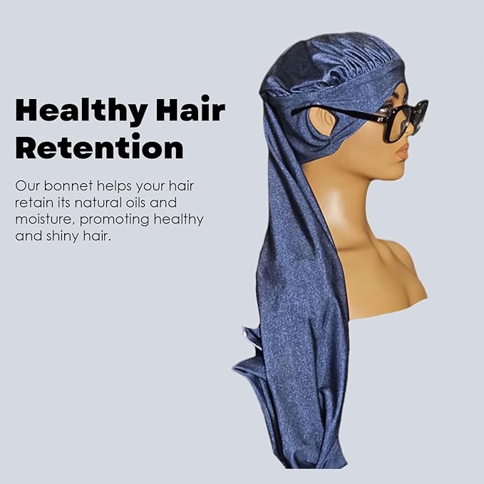 Bonnetail for Women, Long Bonnet for Ponytails, Hair Care, Bonnetail for Sleeping with Ear Slots