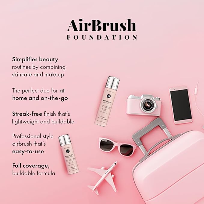 MagicMinerals AirBrush Foundation by Jerome Alexander, Mini Travel Size 1FL Oz, Easy Application Spray Makeup with Anti-Aging Ingredients for Smooth, Radiant Skin - Bright Light