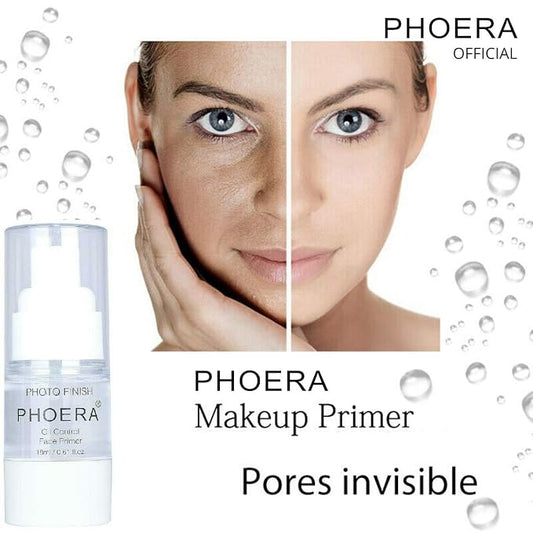 Phoera Face Primer Invisible Pores Base Oil Control Added vitamins Makeup Base Pore Filler Moisturiser Matte Finish Long Lasting Makeup Skin Pore Minimizer UK Cosmetics AquaPurity (18ml Primer)
