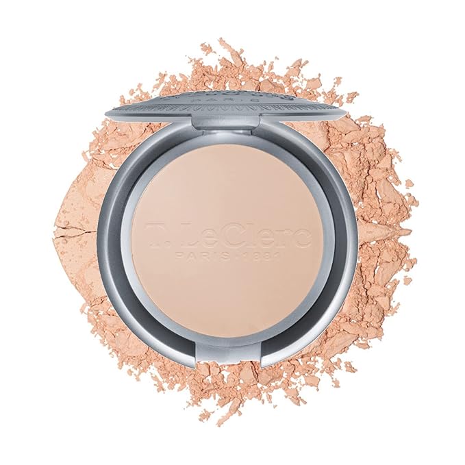 T. Leclerc Compact Pressed Powder - Super-Blendable Face Makeup Longwear Portable Matte Finish Radiant Natural Medium to Full Coverage Airbrushing Mineral Base For Pores & Imperfections (Sable)