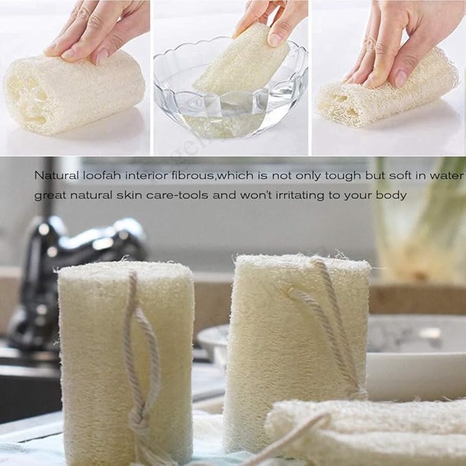 Loofah Sponge Exfoliating,6 Packs Natural Loofa Large Back Scrubber for Men Women Bath Shower Body Skin Care Cleansing Luffa 5 inches Long