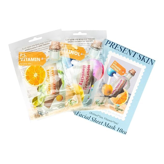 Vegan Bottle Mask Set, Vegan Sheet Mask 10 pack-combo, Korean Facial Mask Sheet Skincare, Revitalizing, Energizing, Nourishing, Firming facial mask, Beauty Mask For All Skin Type