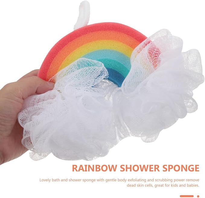 Beaupretty 2pcs Rainbow Shower Sponge Exfoliating Bath Scrubber for Boy Girl Bright Design for Fun Bath Soft Body Scrubber for Gentle Exfoliation