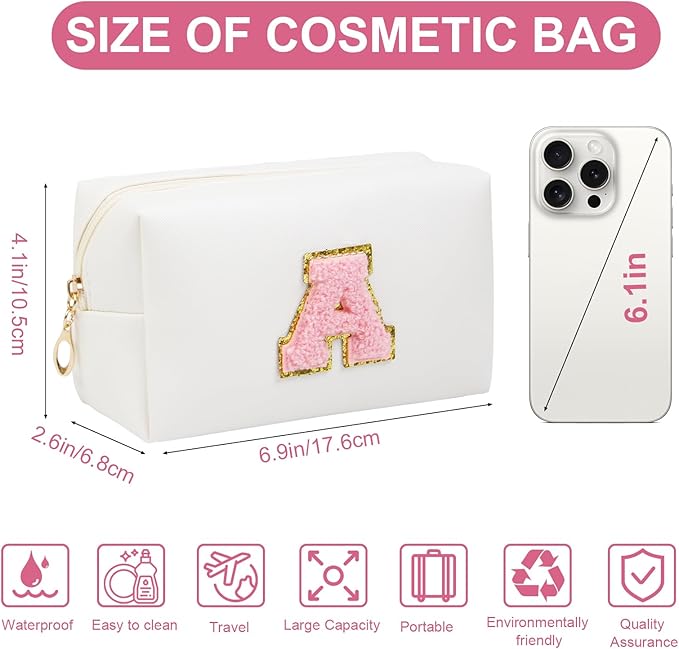 Birthday Gifts for Women Her,Travel Cute Makeup Bag,Large Capacity Cosmetic Bags for Women Makeup Pouch PU Leather Waterproof Cosmetic Bag (A, White)