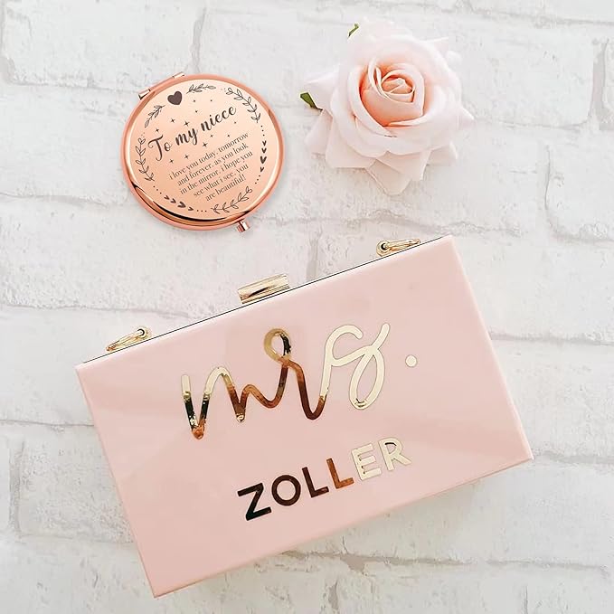 Ming Heng Niece Gift Rose Gold Travel Compact Makeup Mirror,Niece Gift from Aunt and Uncle, Graduation Gifts for Her, Niece Birthday Gift Ideas, Niece Christmas from Auntie Uncle