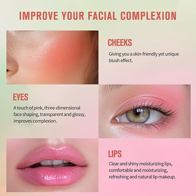 PH Tinted Moisture Stick, Multi-Use Cream Color Changing Blush, 3-in-1 Blush Stick for Cheek/Eyes/Lips, Waterproof Hydrating Tinted Solid Makeup Products (2#hot red)