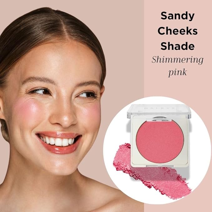 HALEYS Re-pop Smoothing Powder Blush (Sandy Cheeks) - Pigmented, Easy Blending, Longwear, Buildable, Talc-Free, V + CF