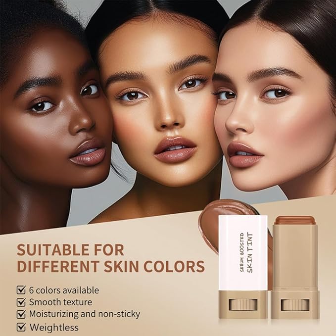 2PCS 3-in-1combining Foundation Stick Beauty Balm Serum Boosted Skin Tint,Solid Tinted Moisturizing Serum Contour Foundation Face for Women,Natural Finish Makeup,Buildable Medium-to-Full Coverage(#05)