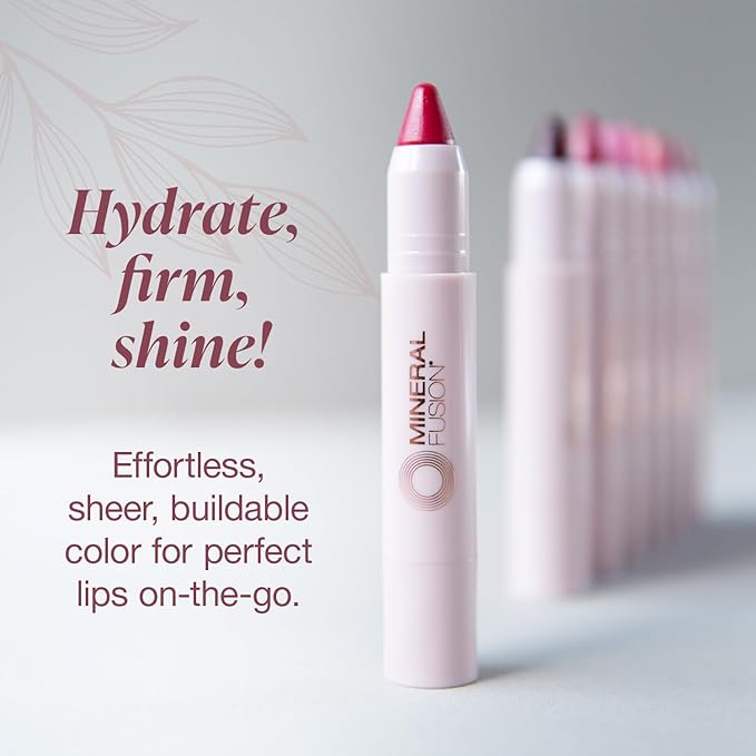 Mineral Fusion NEW Sheer Moisture Lip Tint, Buildable Lip Color, Hydrating Lip Balm with Jojoba Oil, Shea Butter & More, Hydrates & Nourishes, FD&C Dye-Free & Hypoallergenic, Daring, Deep Plum