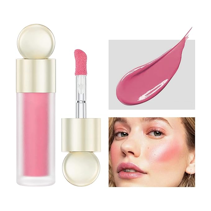 Liquid Blush, Matte Liquid Cream Makeup Dual Use for Cheeks and Lips, Long-Lasting, Smudge Proof, Moisturizing Face Blush Stick for Cheek, Pink Lip gloss for Girl