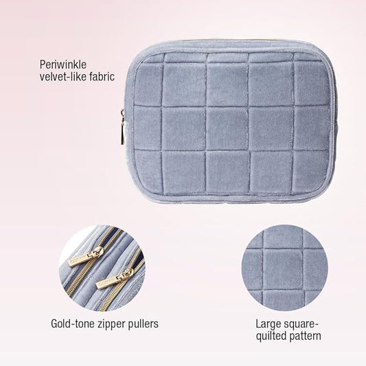 Conair Women's Double Zip Toiletry Travel Bag-Makeup Organizer-Gifts for her, Frosty Blue, 1 Count (Pack of 1)