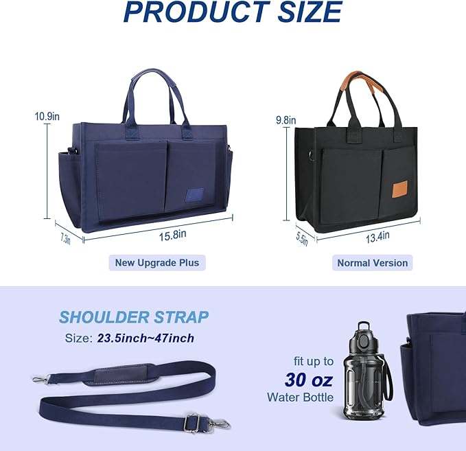 Canvas Tote Bag for Women With Pockets, Laptop Work Crossbody Purses Everything Shoulder Tote Bag Everyday Satchel Handbags