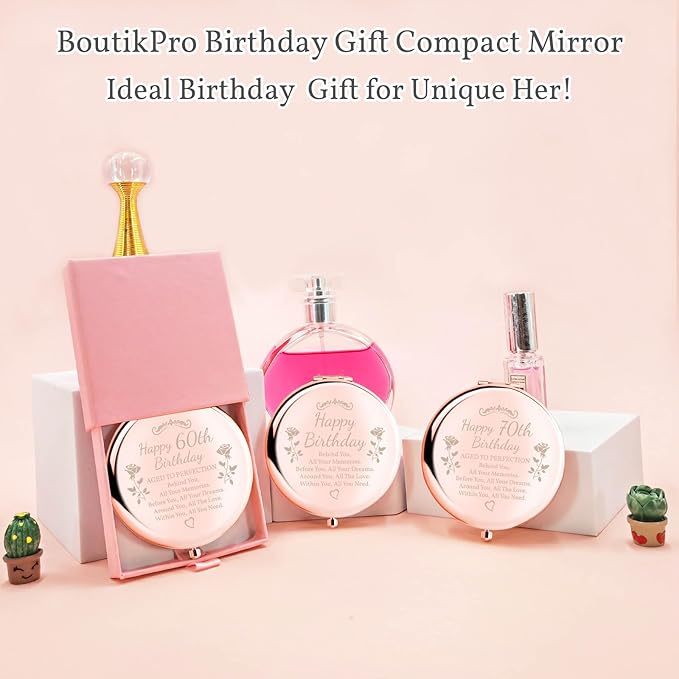 Birthday Gifts for Women Makeup Mirror 10th-85th Birthday Gifts for Sister Mom BFF Daughter Grandma Granddaughter - Milestone Birthday Presents 2-in-1 Compact Mirror (35th Birthday)
