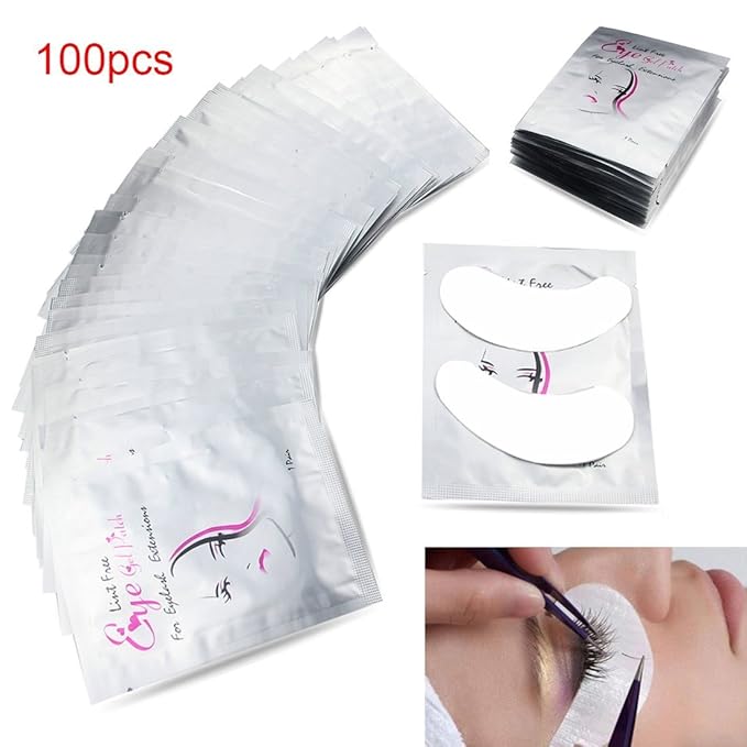 100 Pairs Eye Gel Patches, Lint Free Eye Gel pads for Eyelash Extension,Eye Mask Beauty Tool (Girl)