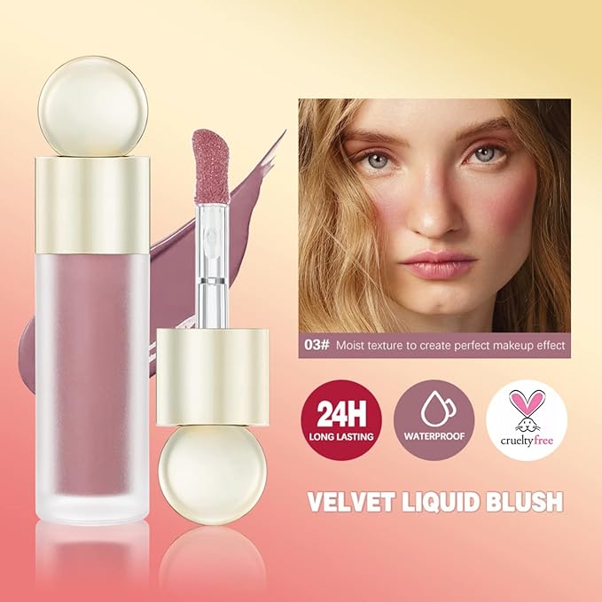 Liquid Blush, Matte Liquid Cream Makeup Dual Use for Cheeks and Lips, Long-Lasting, Smudge Proof, Moisturizing Face Blush Stick for Cheek, Pink Lip gloss for Girl