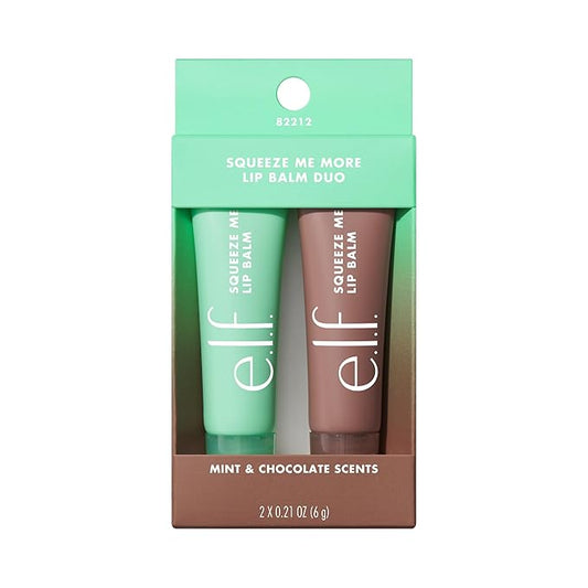 e.l.f. Squeeze Me More Lip Balm Duo, Moisturizing Balm For A Sheer Tint Of Color, Made With Hyaluronic Acid, Vegan & Cruelty-Free, Mint & Chocolate