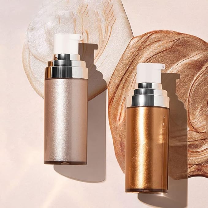 Body Shimmer Oil, Liquid Body Illuminator Drops Face Body Shimmer Oil Long Lasting Smooth Liquid Highlighter Stick Shimmer Highlighter Liquid Bronzer for Face Body Glitter (#04)