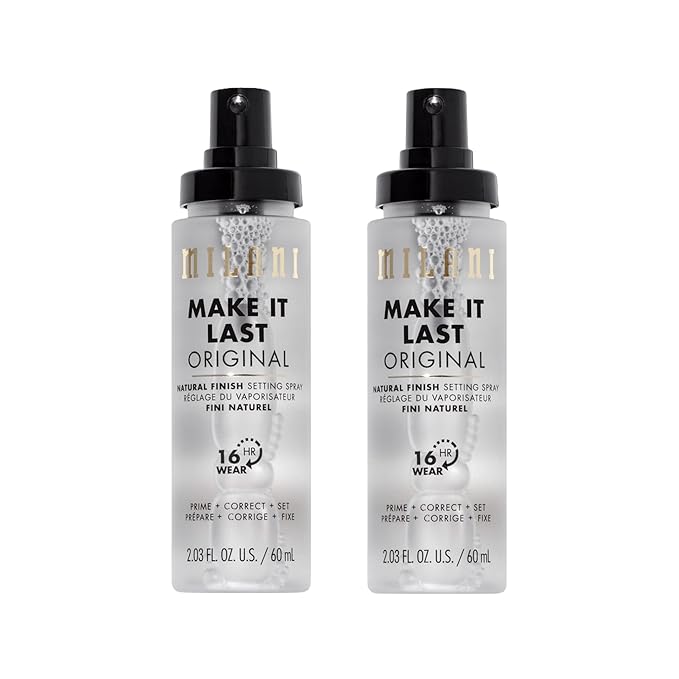 Milani Setting Spray + Primer, Make It Last Original - Natural Finish with Niacinamide for Hydration, Setting Spray for Makeup and Face Primer, 3-in-1 Prime + Hydrate + Set, 2.03 Fl. Oz - 2 Pack