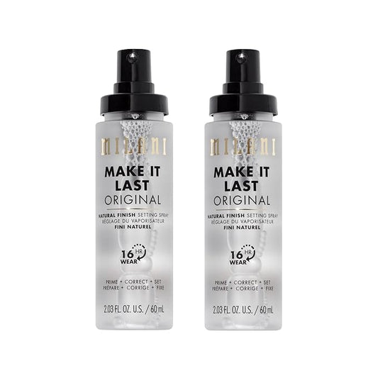 Milani Setting Spray + Primer, Make It Last Original - Natural Finish with Niacinamide for Hydration, Setting Spray for Makeup and Face Primer, 3-in-1 Prime + Hydrate + Set, 2.03 Fl. Oz - 2 Pack