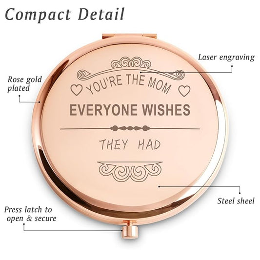 Mom Gifts from Daughter Son, Personalized Compact Mirror, Sentimental Mothers Day Birthday Gifts for Mom, Unique Present for Mother Parents