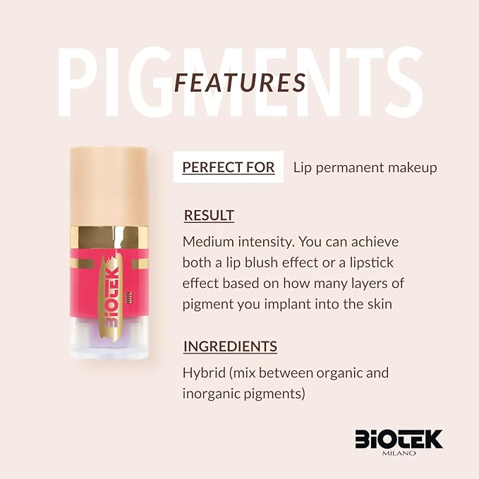 Biotek Lip Pigment for Permanent Makeup - Bright Hot Pink Lip Color - Made in Italy - Bite 0,24 fl.oz.