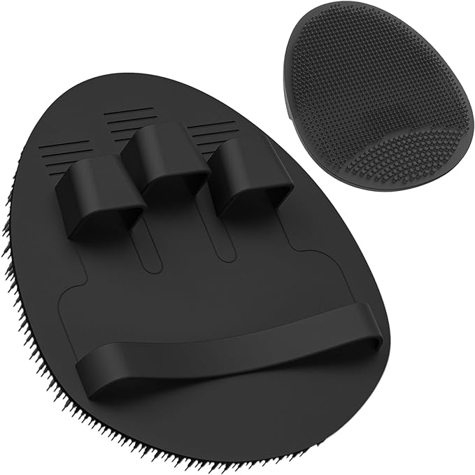 Manmihealth Soft Silicone Face Scrubber Exfoliator with Deep-Cleaning Silicone Shower Brush Body Scrubber Set(2 PCS), Super-Lathering, Gentle-Exfoliating and Massaging (Black*2)