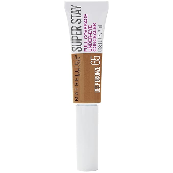 Maybelline New York Super Stay Super Stay Full Coverage, Under-eye Concealer Liquid Makeup For Up To 24H Wear, With Paddle Applicator, Deep Bronze, 0.23 fl. oz., 65 Deep Bronze