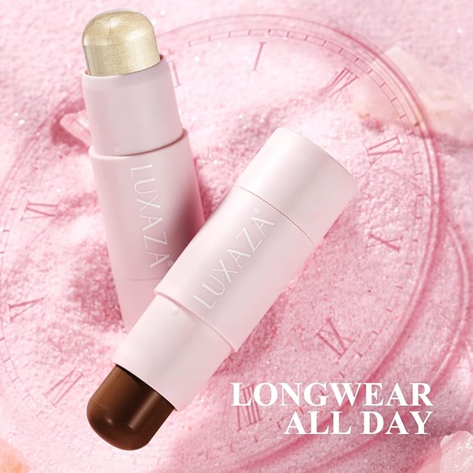 2PCS Cream Contour Highlighter Stick Face Make up Kit, Creme Bronzer Stick for Girls and Women #HC4 Champagne/Wine