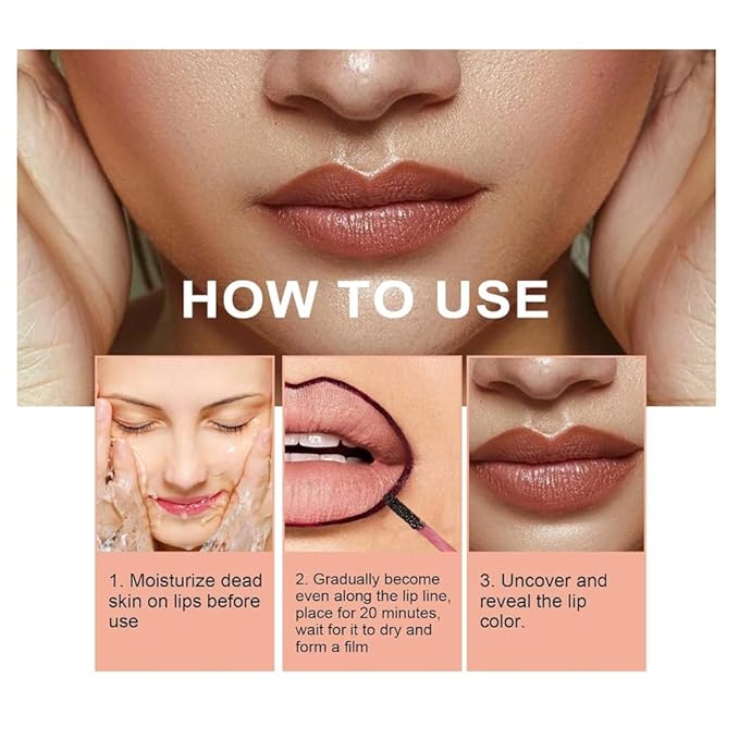 2PC Pipe-off lip liner stain,Nude Matte Tint,Non-Fading, Full Coverage,light brown/dark brown/burgundy long-lasting,line tattoo high-color Tint,Smudge-Proof,Waterproof(#1 Rose Pink+#3 Brown)