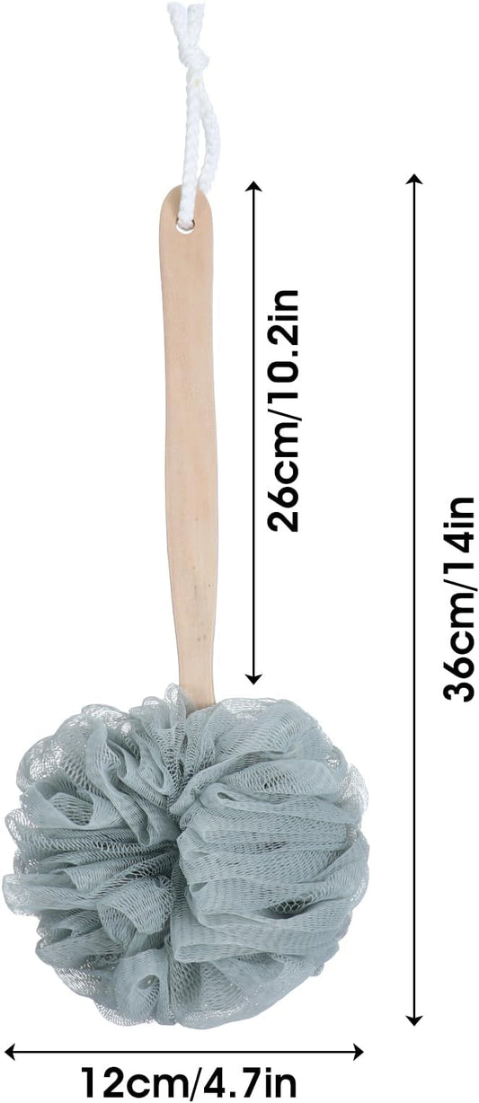8 Pack Large Bath Puff Loofah Sponge with Long Handle Shower Loofah, Bath Body Back Brush