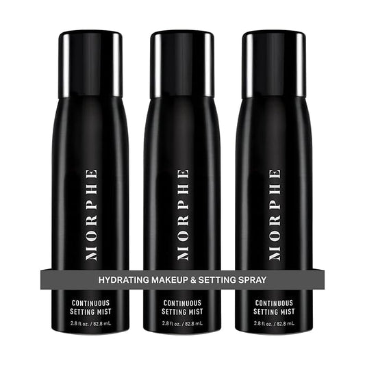 Morphe Continuous Setting Mist - Micro-Fine Makeup Setting Spray with a Natural Radiant Finish - Helps Makeup Resist Caking or Fading & Increases Wear of Foundation (3 Count, 2.8 fl oz)