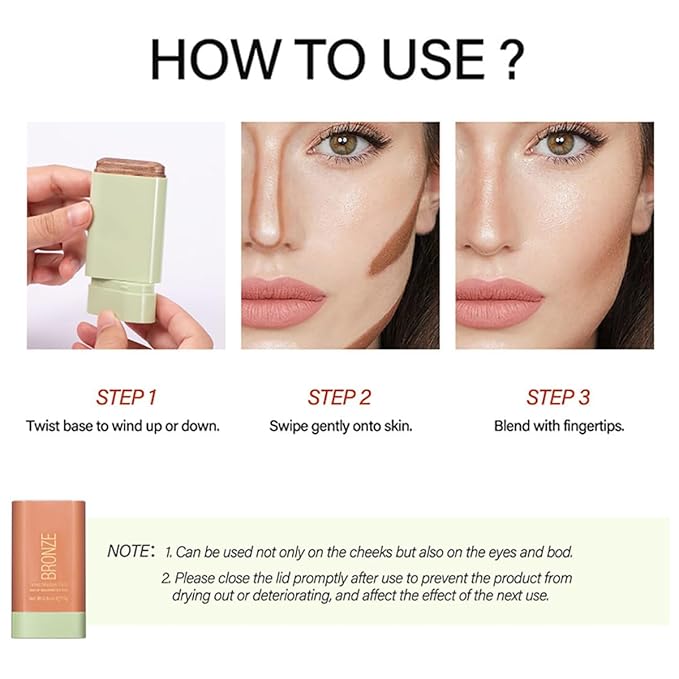 Multi-Use Makeup Blush Stick, Cream Blush Stick, Tinted Solid Moisturizer Stick for Cheek & Eyes & Lips, Waterproof Natural Nude Makeup, Suitable for All Skin (4#Beach Glow)