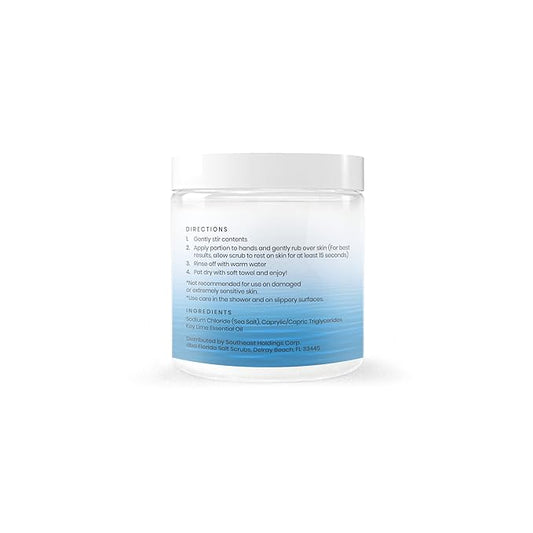 Sea Salt Body Scrub by Florida Suncare - Ocean Salt Body Polish Infused with Marine Algae - Exfoliating Face and Body Scrub - Facial Scrub Exfoliator to Tackle Acne (Key Lime, 12.1 oz)