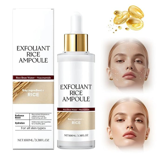 Black and White Rice Exfoliant, 2025 New Peel Shot Glow Rice Ampoule Duo, Soft Exfoliating Face and Body Scrub, Pore Minimizer Peel Shot for All Skin Types (White, 3.38 Fl Oz)