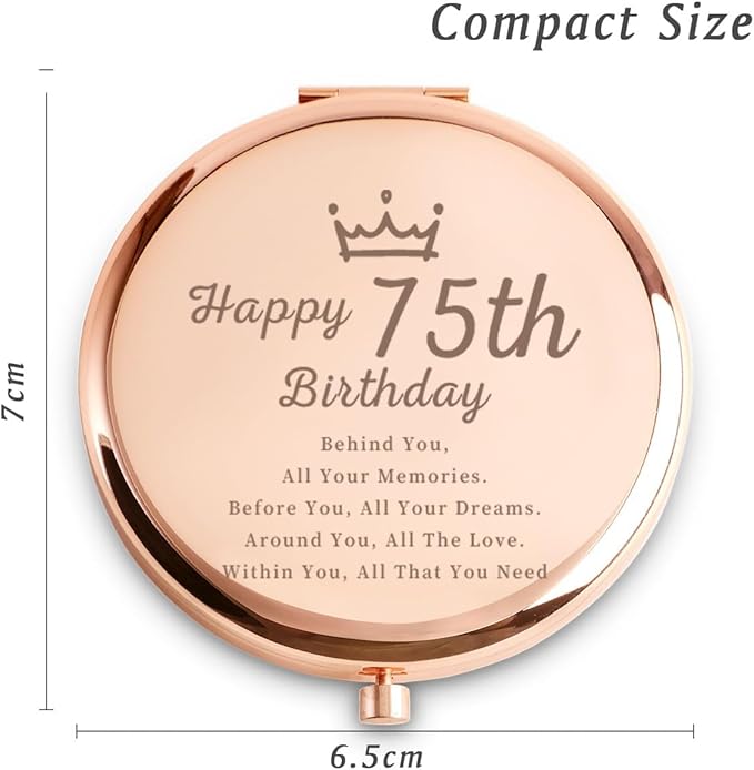 80th Birthday Gifts for Women, Best Female Presents for 80 Year Old for Aunt Nana Grandma Mom, Personalized Engraved Compact Mirror Gift Ideas