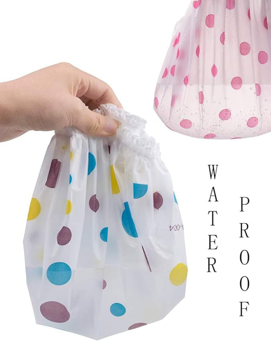 12 Pieces Reusable Waterproof Shower Caps,Durable Elastic Bathing Hair Cap,Beauty Salon Spa Shower Caps Lace Elastic Band Hair Bath Caps Shower Caps