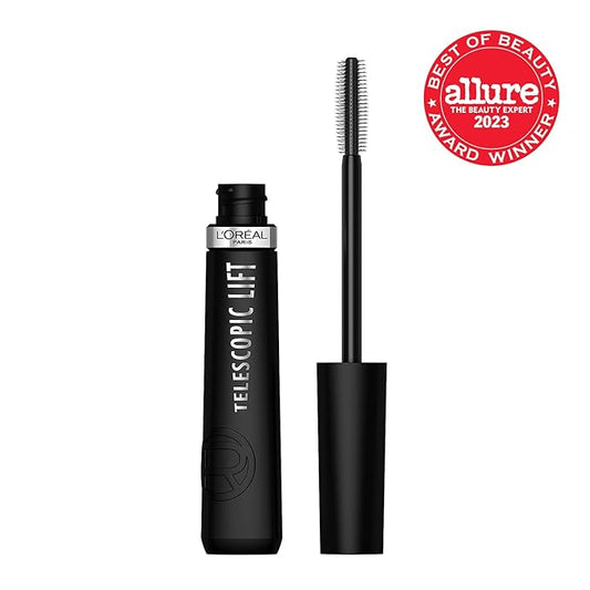 L’Oréal Paris Telescopic Lift Washable Mascara, Lengthening and Volumizing Eye Makeup, Lash Lift with Up to 36HR Wear, Black, 0.33 Fl Oz