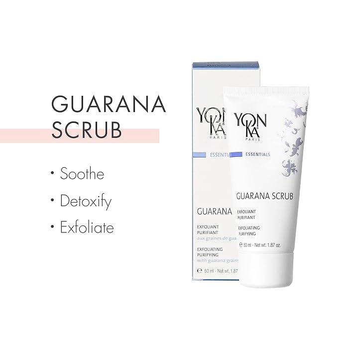 Yon-Ka Guarana Facial Scrub 50ml | Gentle Facial Detoxifying Scrub with 2 Sizes of Granules | Rice Microbeads and Guarana | Cleanses, Polishes and Purifies | Normal to Oily Skin | 98% Natural Origin