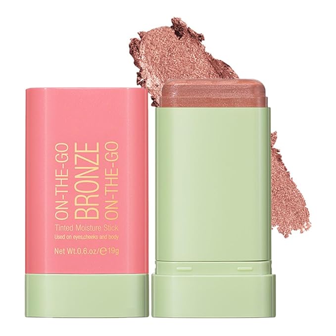 Mysense Cream Bronzer Stick, Shimmer Face Highlighter Stick, Buildable Highlight Contour Stick Makeup, Silky Smooth Formula for A Natural Radiant Look, 01 Warm Glow