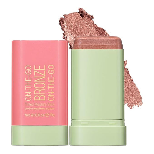 Mysense Cream Bronzer Stick, Shimmer Face Highlighter Stick, Buildable Highlight Contour Stick Makeup, Silky Smooth Formula for A Natural Radiant Look, 01 Warm Glow