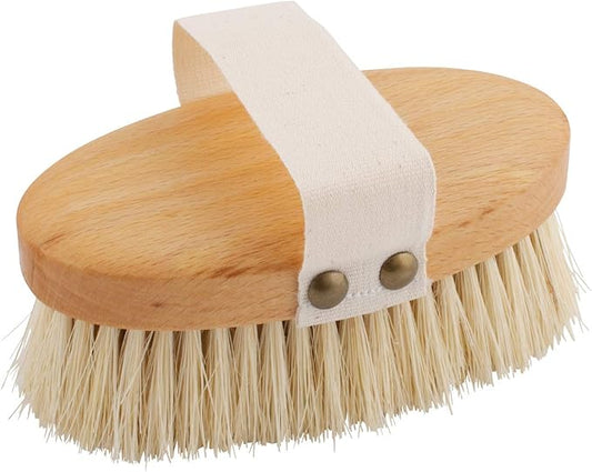 Redecker Tampico Fiber Massage Brush, Oiled Beechwood Handle and Extra-Long Cotton Strap, 5-1/4 inches, Made in Germany
